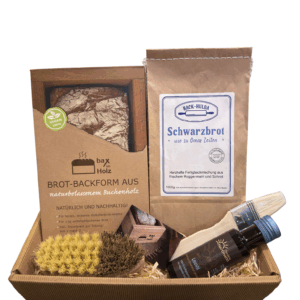 Bax im Holz Geschenk-Set mit Backmischung "Schwarzbrot"